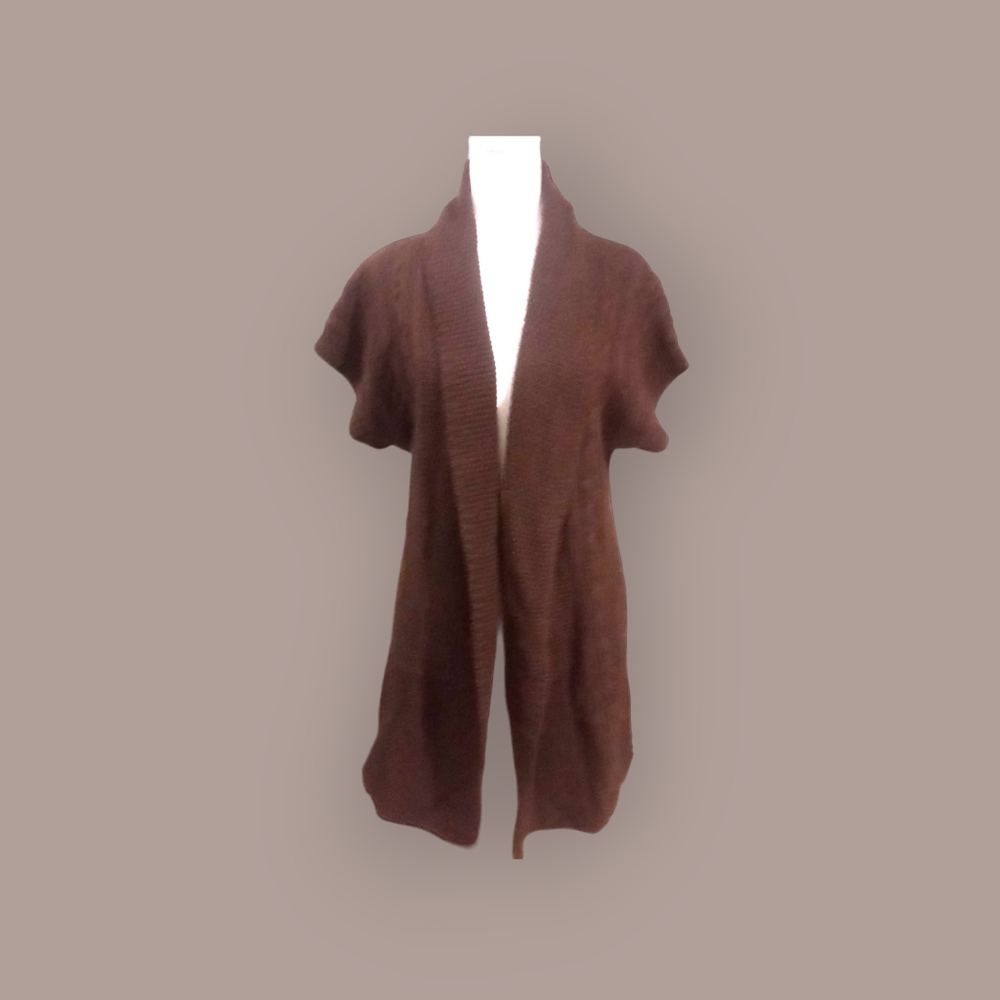 Short sleeve brown knit cardigan size large